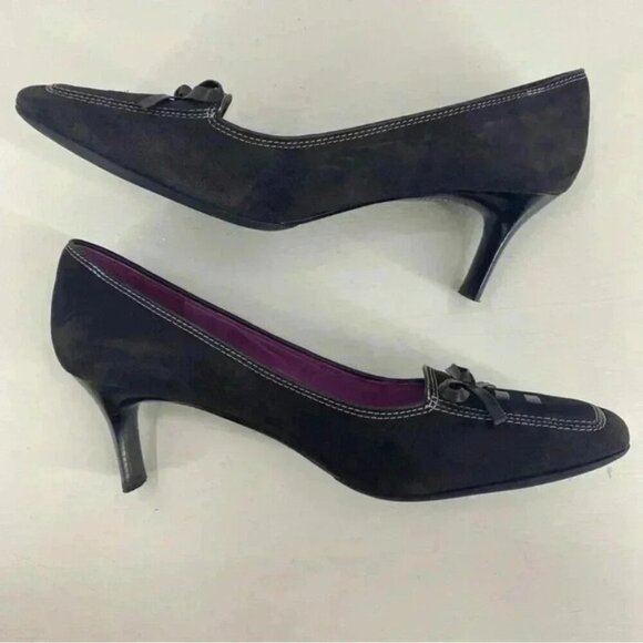 Cole Haan Chocolate Brown Suede Squared Toe Pumps Heeks Women’s Size 9.5B - Picture 9 of 12